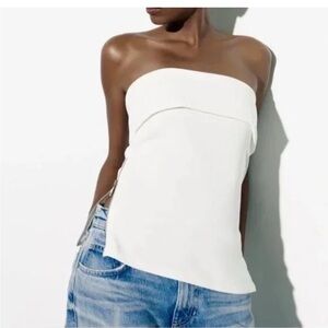 Zara White Strapless Top